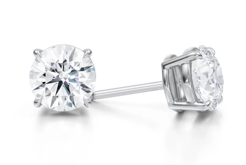 Round lab diamond stud earrings