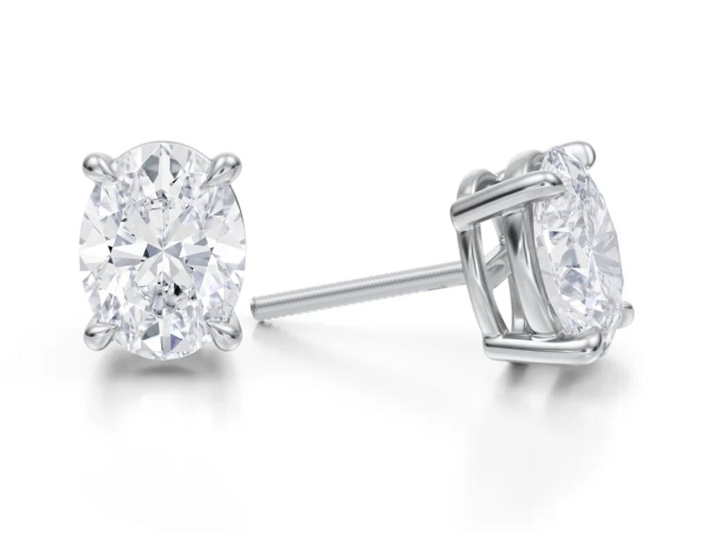 Oval lab diamond stud earrings