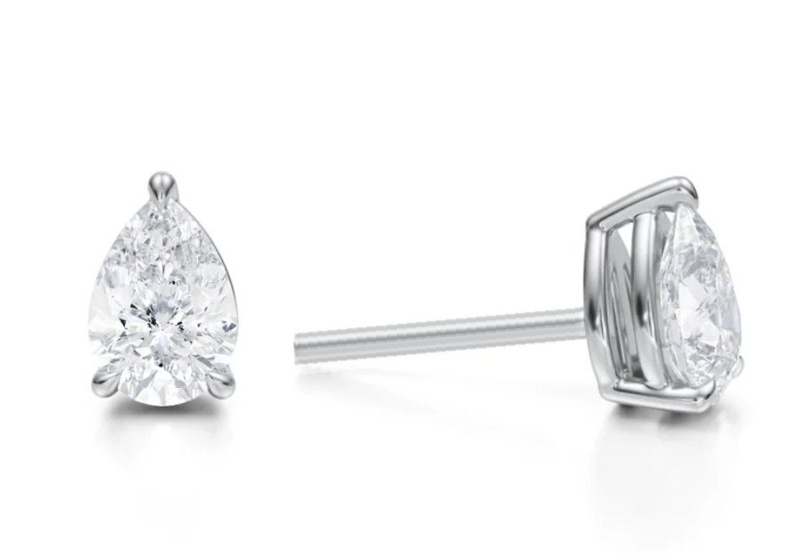 Pear lab diamond stud earrings