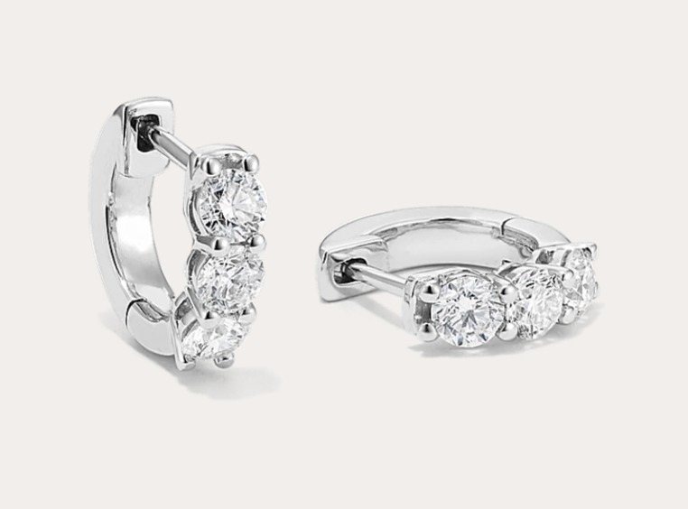 Diamond huggie hoop earrings