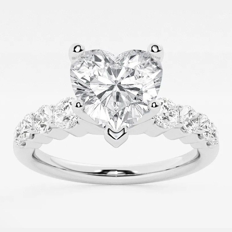 Heart-shape diamond engagement ring in white gold