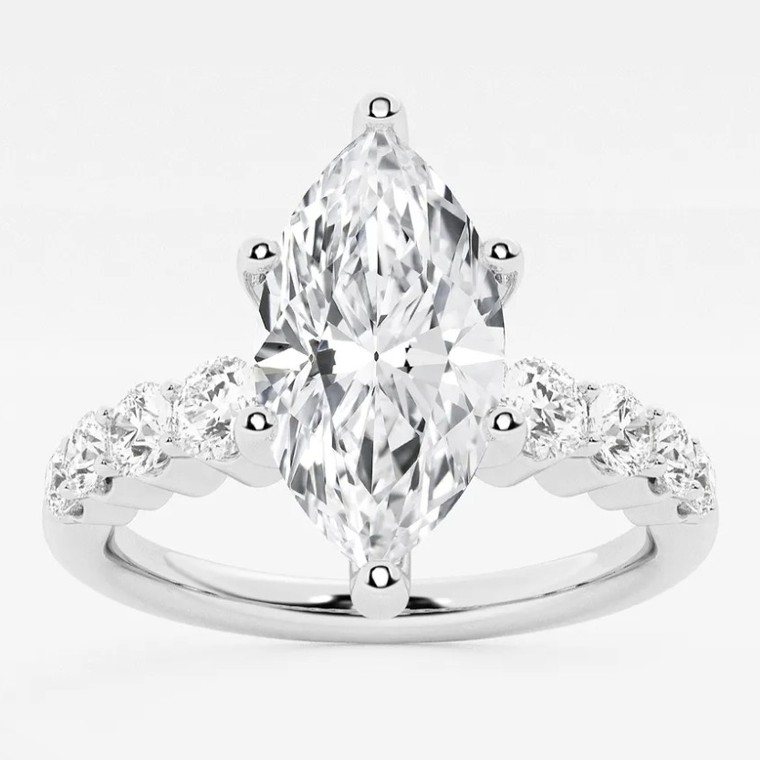 Marquise-cut diamond engagement ring in white gold