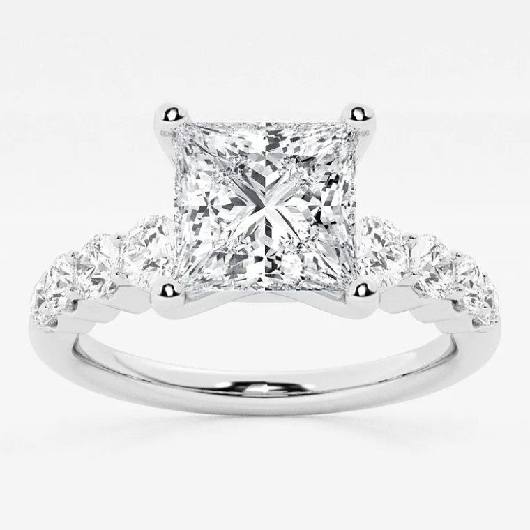 Princess-cut diamond engagement ring in white gold
