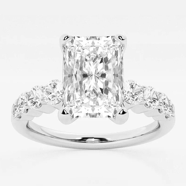 Radiant-cut diamond engagement ring in white gold
