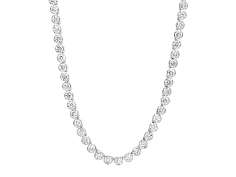 Bezel Tennis Necklace in white gold