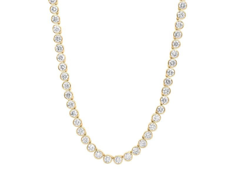 Bezel Tennis Necklace in yellow gold