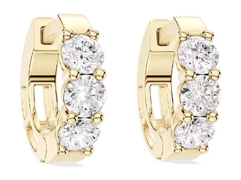 Bold Diamond Huggies in yellow gold, another angle