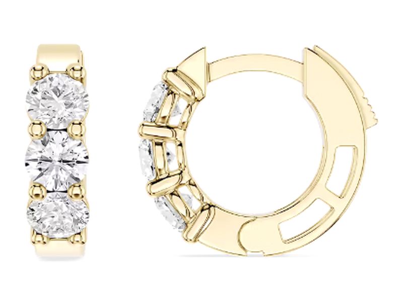 Bold Diamond Huggies in yellow gold, another angle