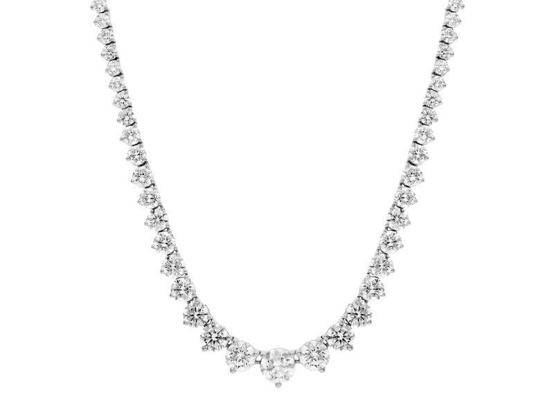 Classic Graduated Tennis Necklace in white gold