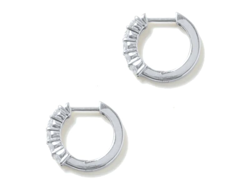 Diamond Huggie Hoops in white gold, another angle