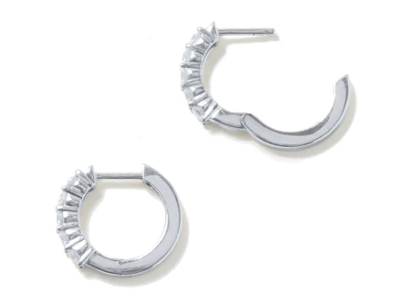 Diamond Huggie Hoops in white gold, another angle