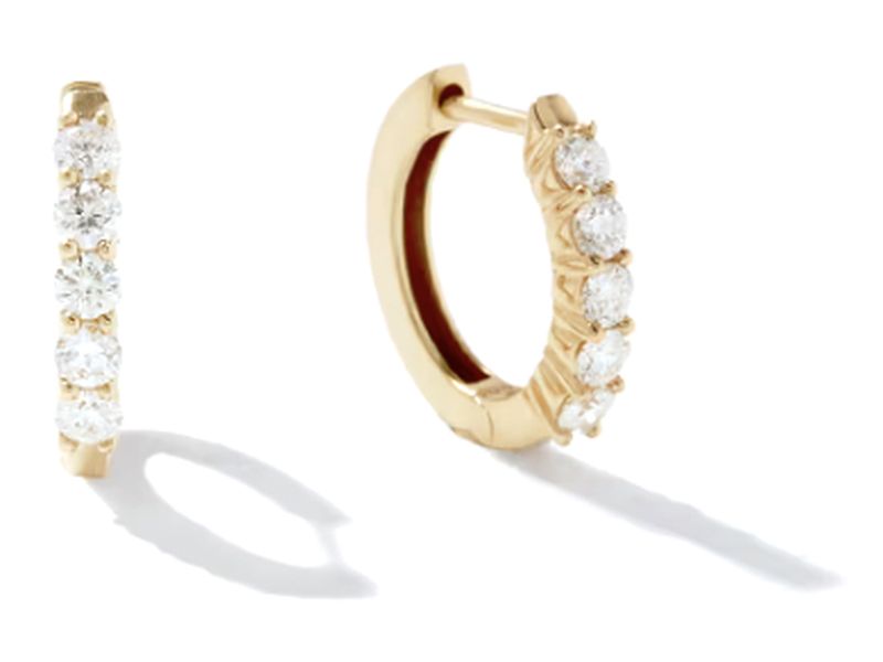 Diamond Huggie Hoops in yellow gold