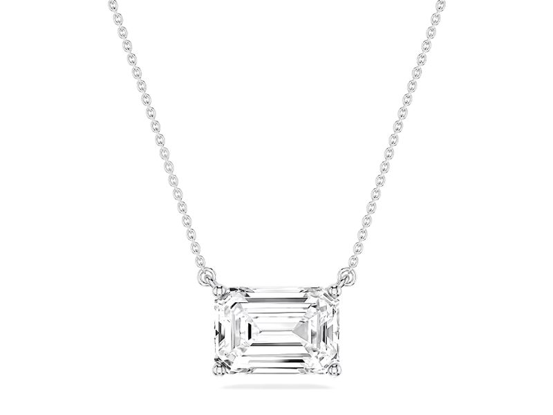 East-West Emerald Pendant in white gold