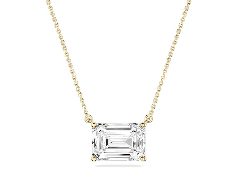 East-West Emerald Pendant in yellow gold