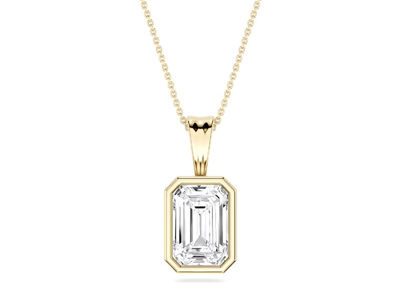 Emerald Bezel Drop Pendant in yellow gold