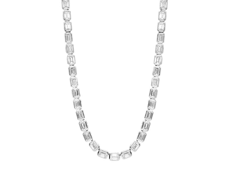 Emerald Bezel Tennis Necklace in white gold