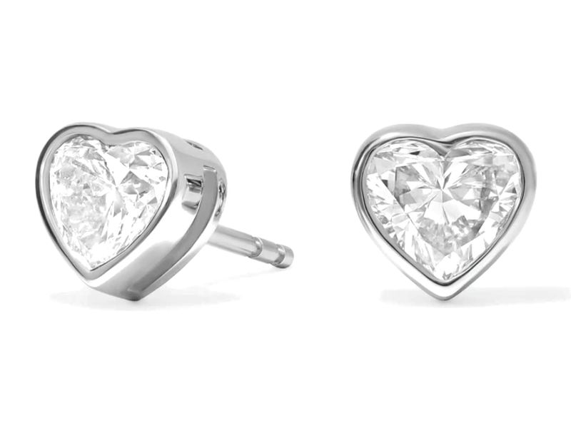Heart Bezel Studs in white gold