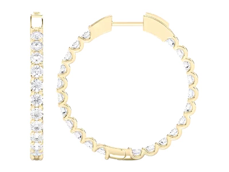Inside-Out Diamond Hoops in yellow gold, another angle