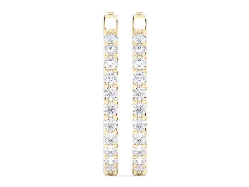 Inside-Out Diamond Hoops in yellow gold, another angle