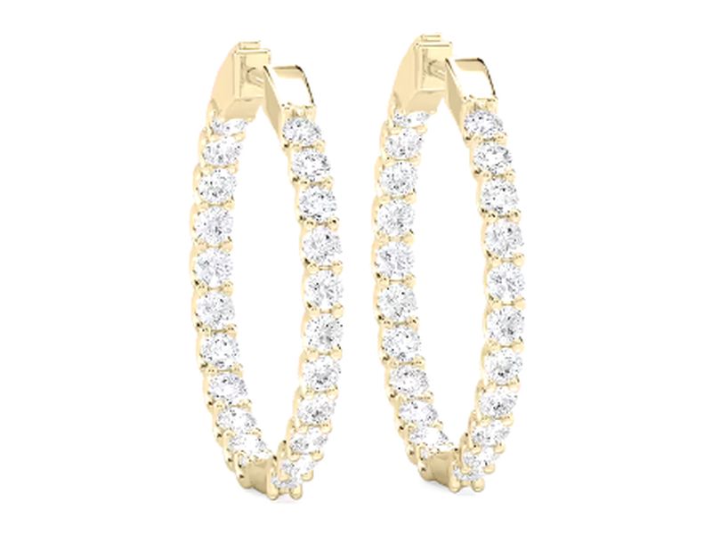 Inside-Out Diamond Hoops in yellow gold
