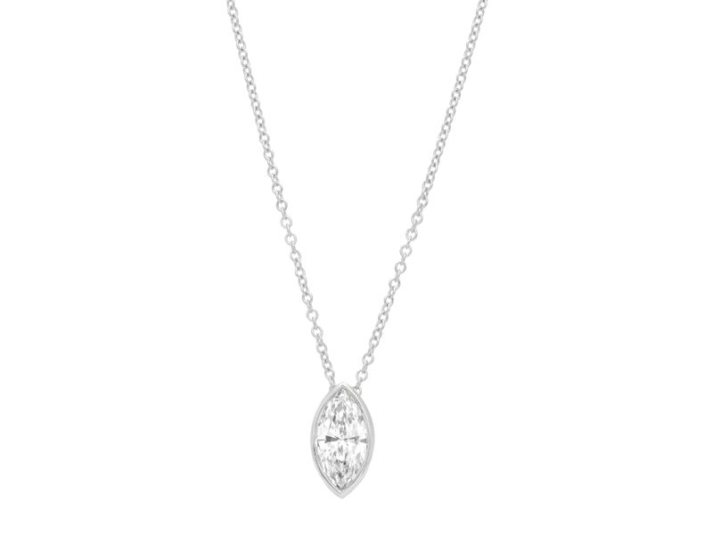 Marquise Bezel Pendant in white gold