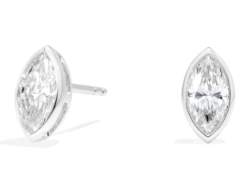 Marquise Bezel Studs in white gold