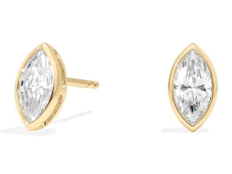 Marquise Bezel Studs in yellow gold