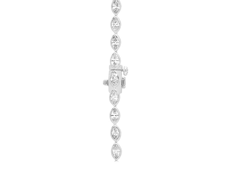 Marquise Bezel Tennis Necklace in white gold, clasp close-up