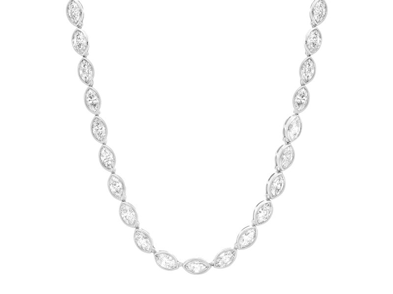 Marquise Bezel Tennis Necklace in white gold