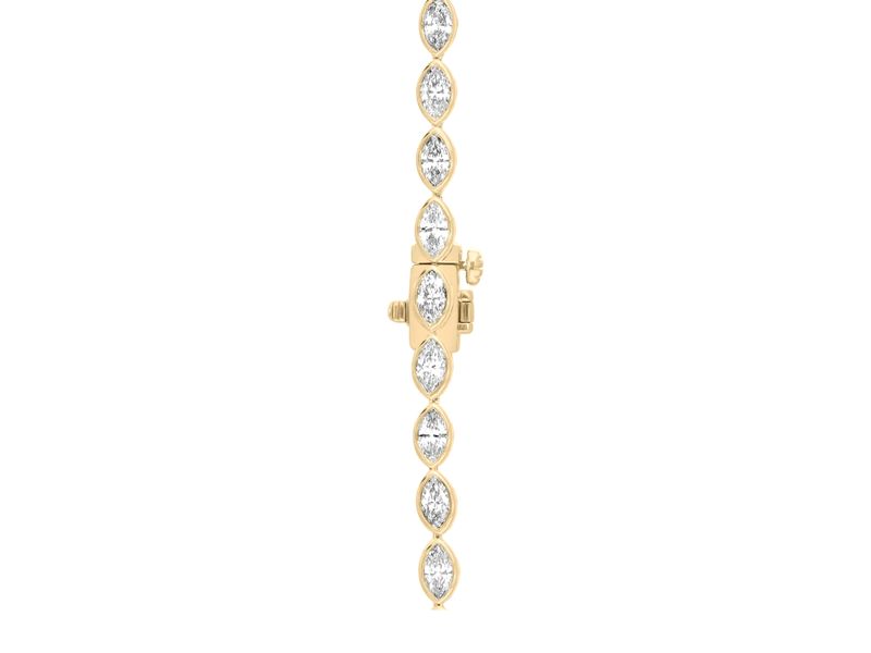 Marquise Bezel Tennis Necklace in yellow gold, clasp close-up