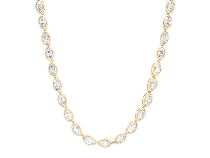 Marquise Bezel Tennis Necklace in yellow gold
