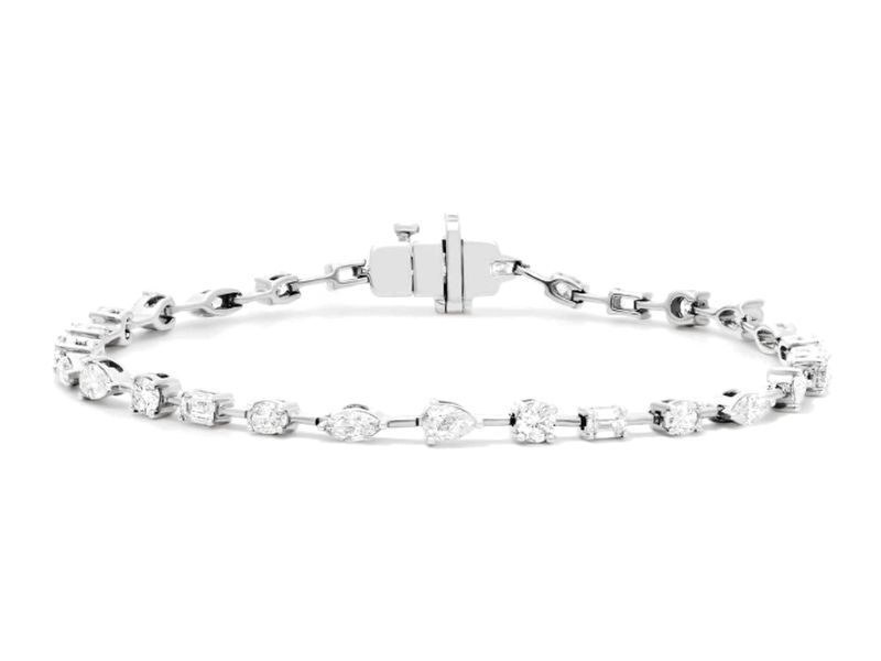 Mixed-Shape Station Bracelet in white gold