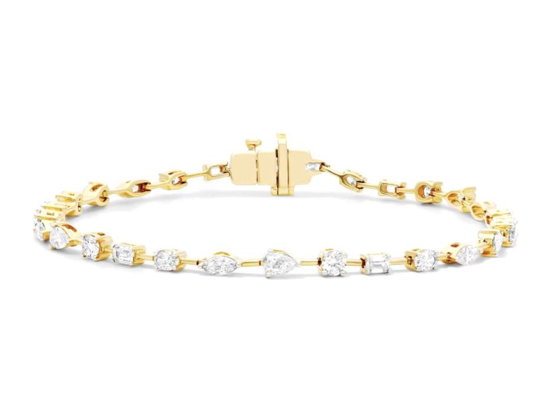 Mixed-Shape Station Bracelet in yellow gold