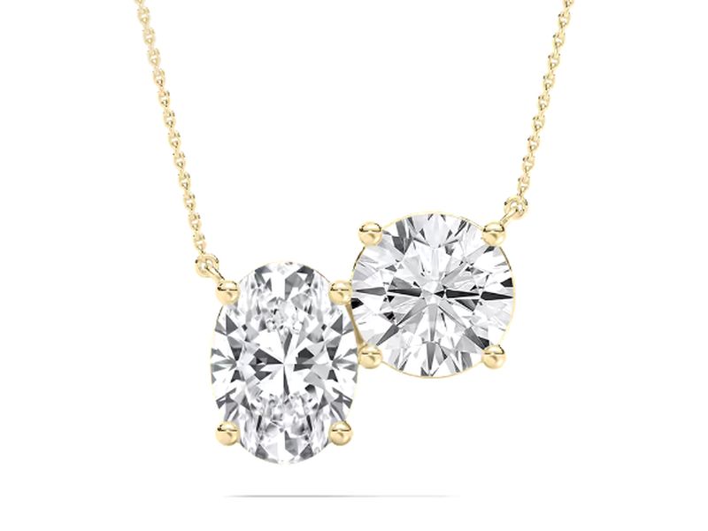 Oval & Round Toi et Moi Pendant in yellow gold