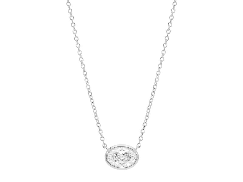 Oval Bezel Pendant in white gold
