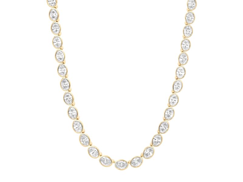 Oval Bezel Tennis Necklace in yellow gold