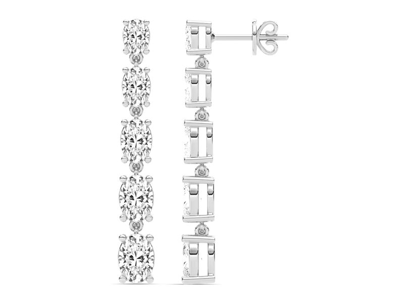 Oval Line Drop Earrings in white gold, side view
