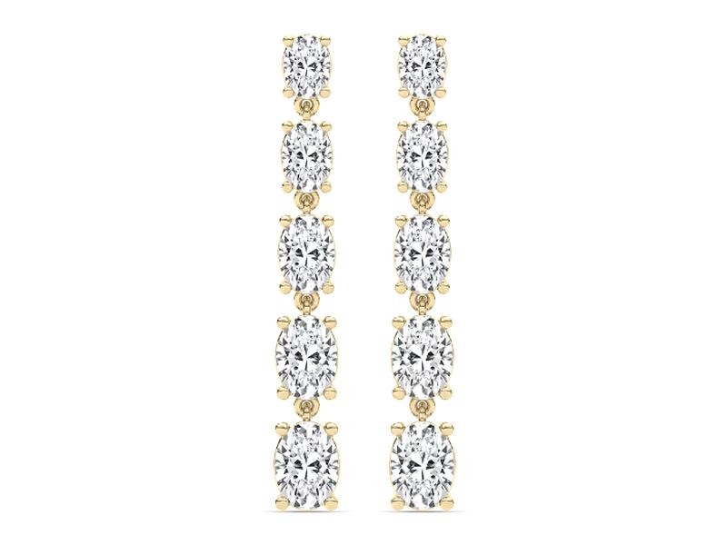 Oval Line Drop Earrings in yellow gold