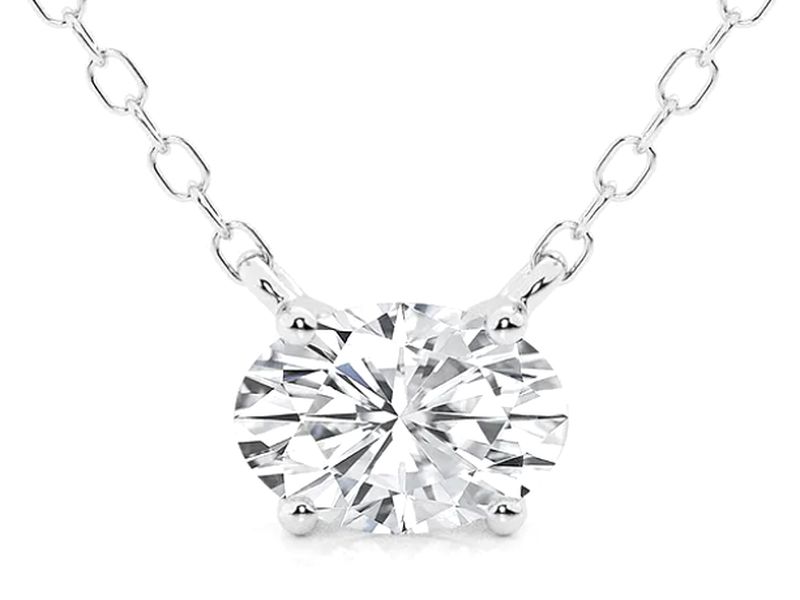 Oval Solitaire Pendant in white gold