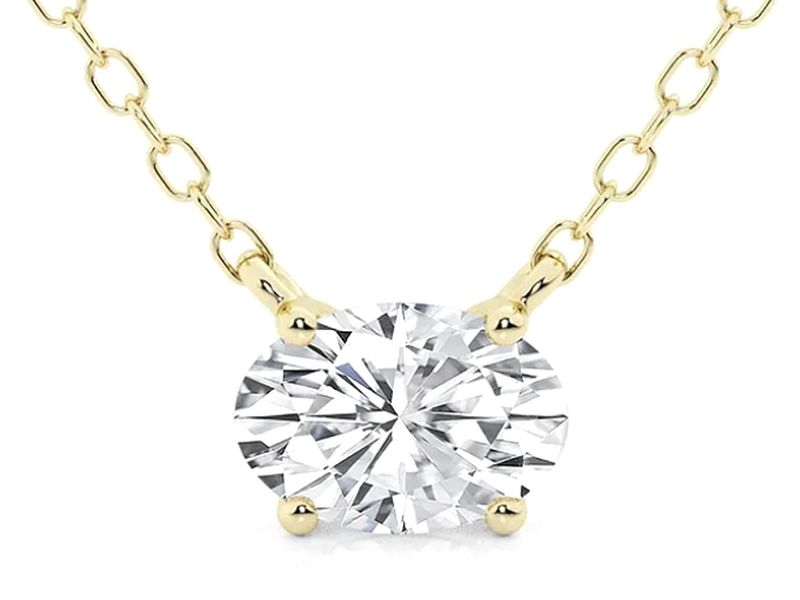 Oval Solitaire Pendant in yellow gold