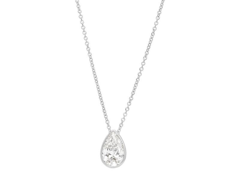 Pear Bezel Pendant in white gold