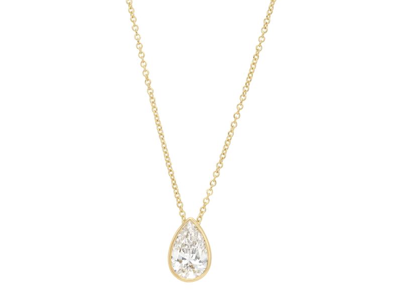 Pear Bezel Pendant in yellow gold