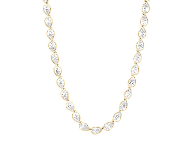 Pear Bezel Tennis Necklace in yellow gold