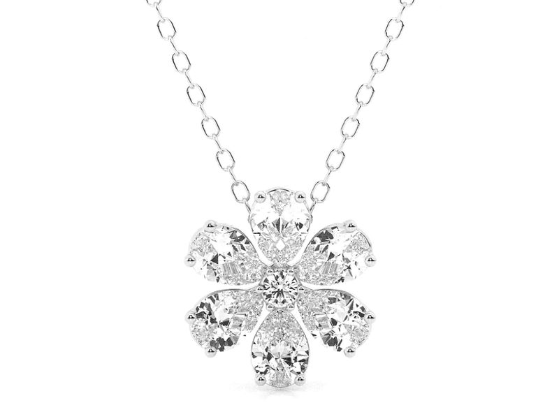 Pear Cluster Pendant in white gold