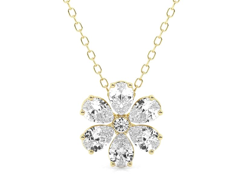 Pear Cluster Pendant in yellow gold