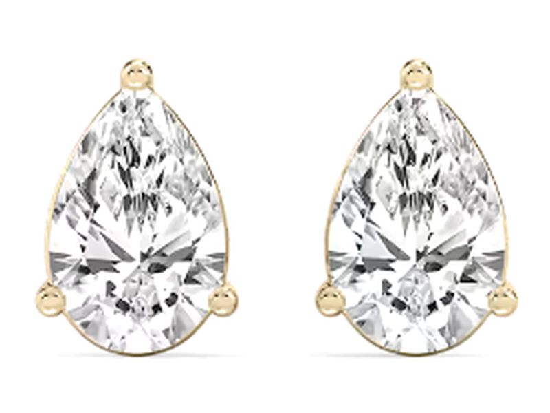 Pear Diamond Studs in yellow gold