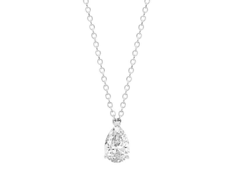 Pear Solitaire Pendant in white gold