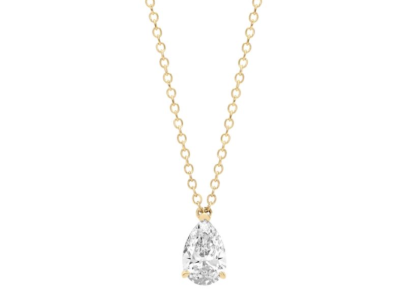 Pear Solitaire Pendant in yellow gold