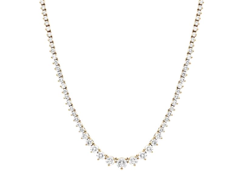 Petite Graduated Tennis Necklace in yellow gold