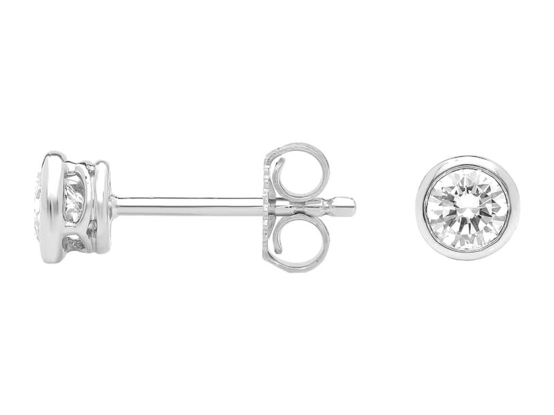 Round Bezel Studs in white gold, side view